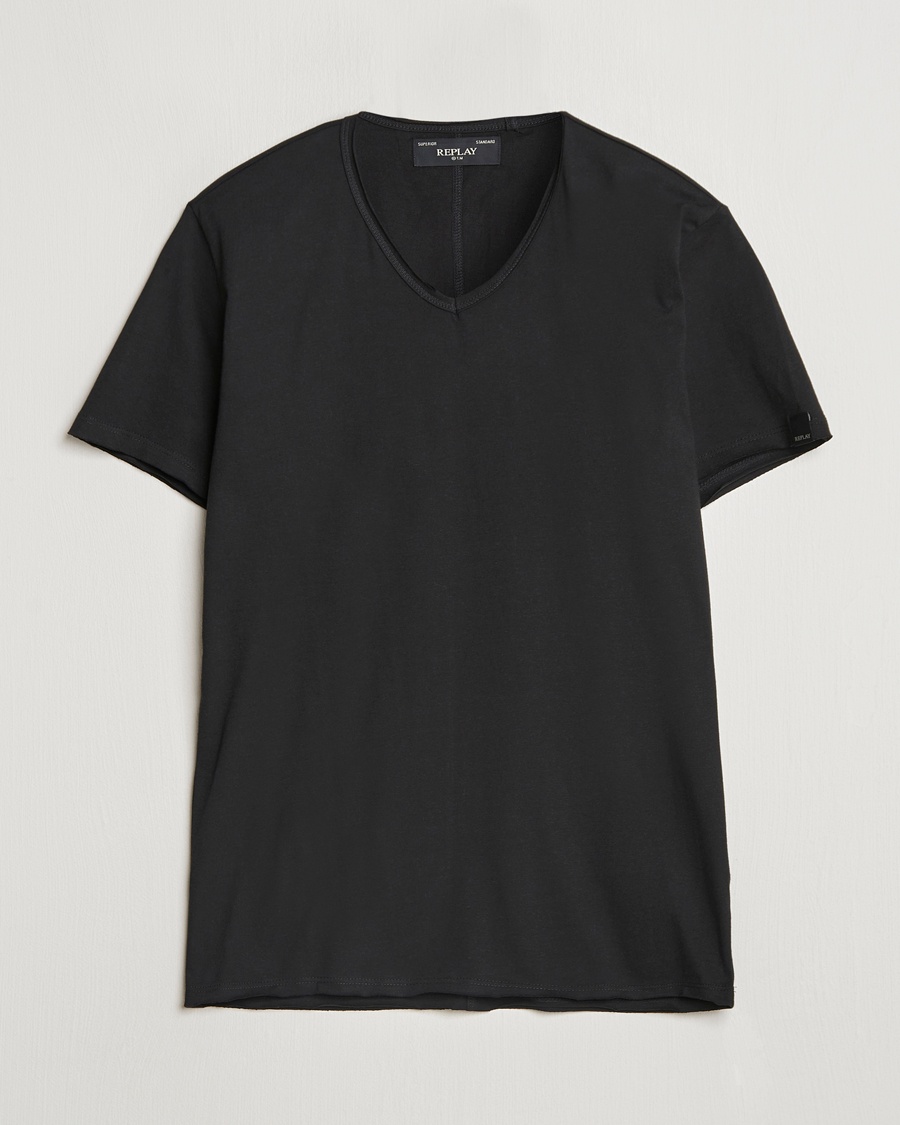 Replay V-Neck T-Shirt Black – Sort