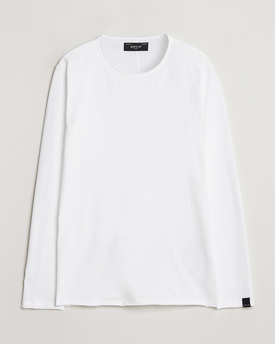Replay Crew Neck Long Sleeve T-Shirt White – Hvid