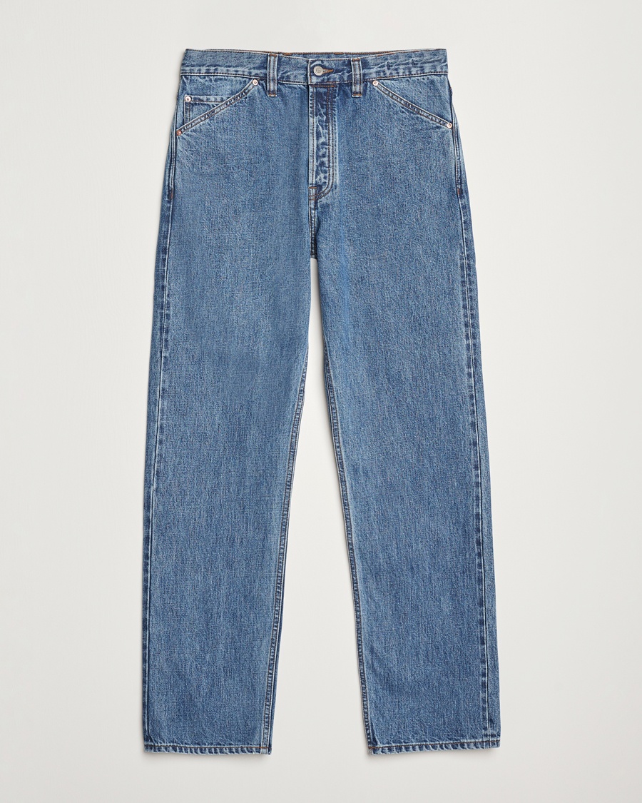 Drake's 5-Pocket Japanese Selvedge Jeans Bleach – Blå