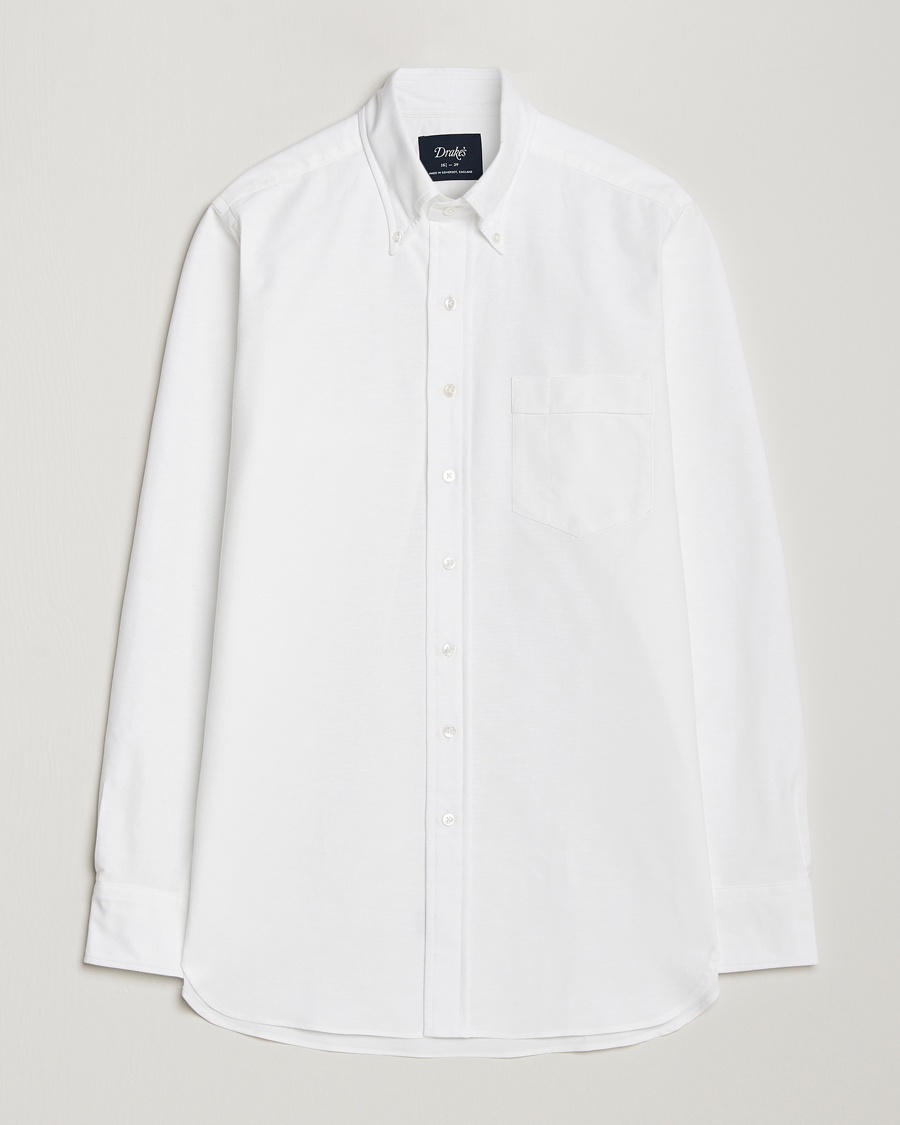 Drake's Button Down Oxford Shirt White – Hvid