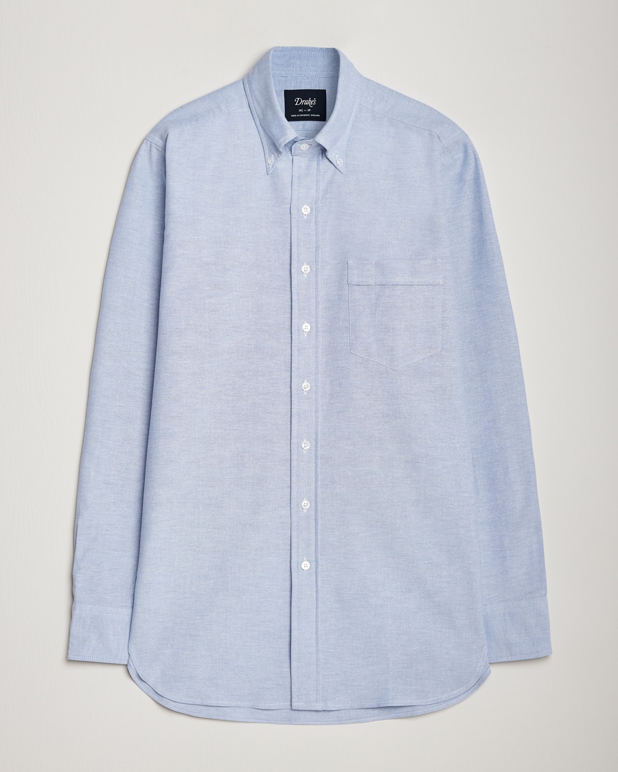 Drake's Button Down Oxford Shirt Blue – Blå