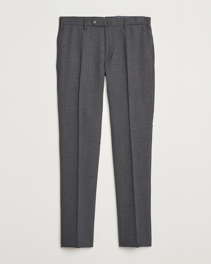Herre | Udsalg tøj | Incotex | Silm Fit Washable Flannel Trousers Dark Grey