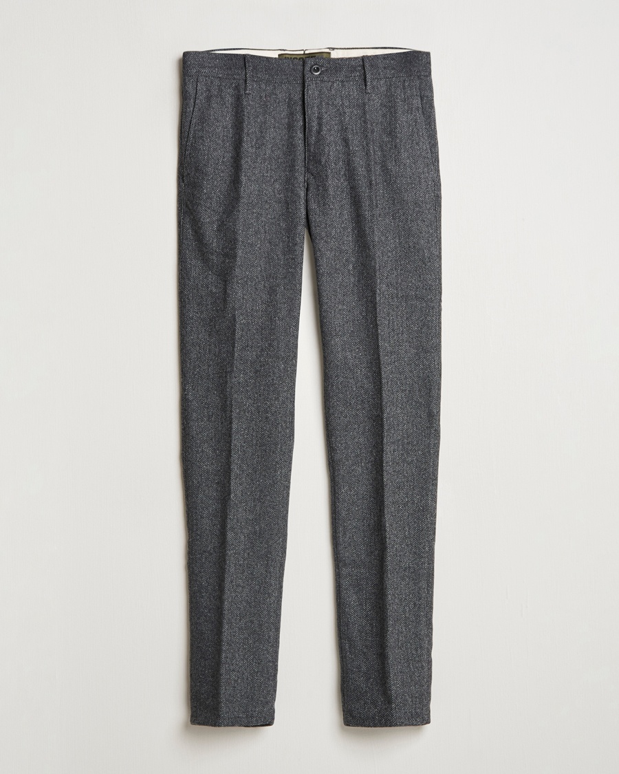 Herre | | Incotex | Slim Fit Washed Wool Stretch Slacks Dark Grey