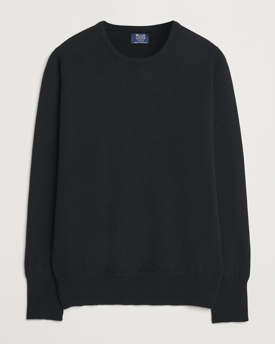 William Lockie Rob Lambswool Crewneck Black – Sort