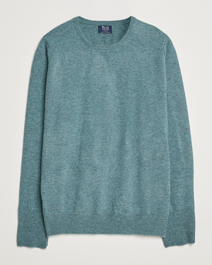 William Lockie Rob Lambswool Crewneck Caspian – Grøn