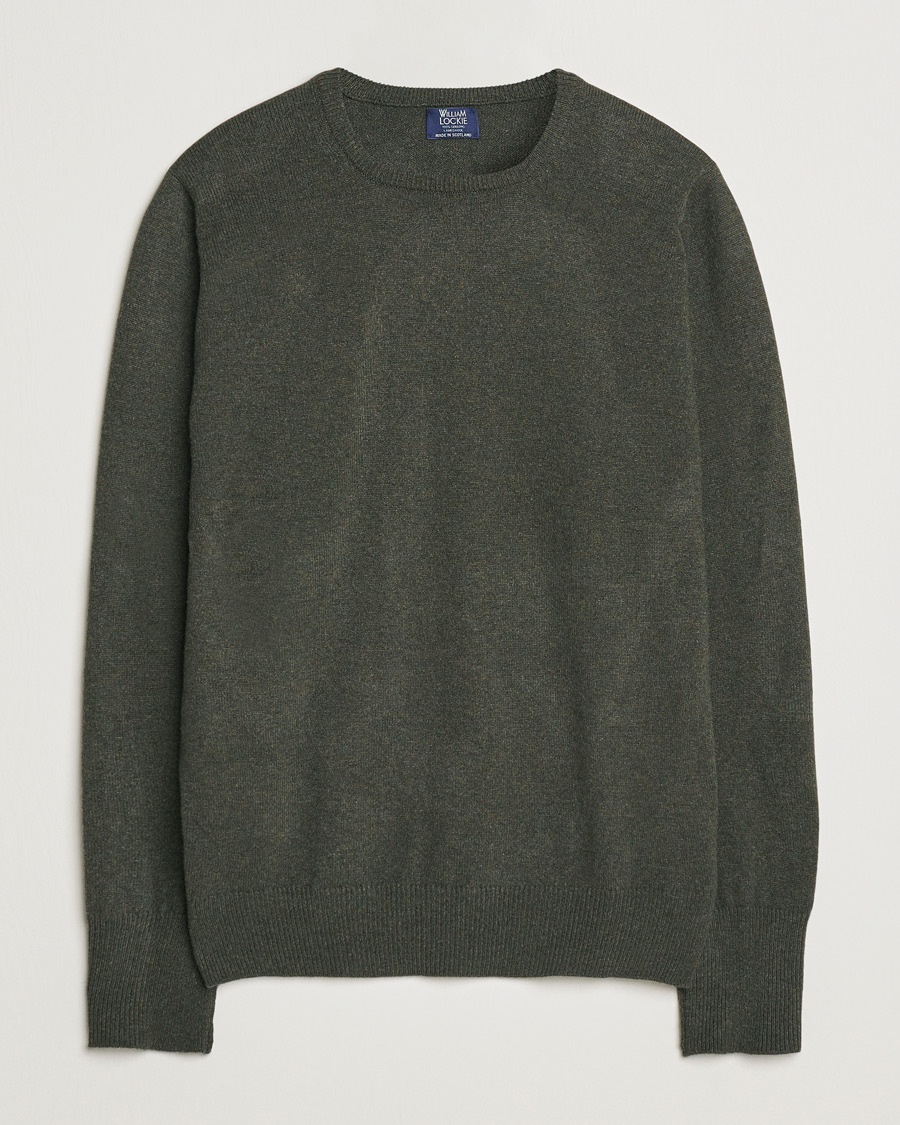William Lockie Rob Lambswool Crewneck Seaweed – Grøn