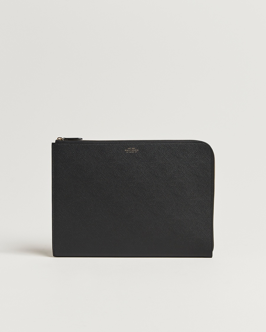 Smythson Panama Small Laptop Case Black – Sort