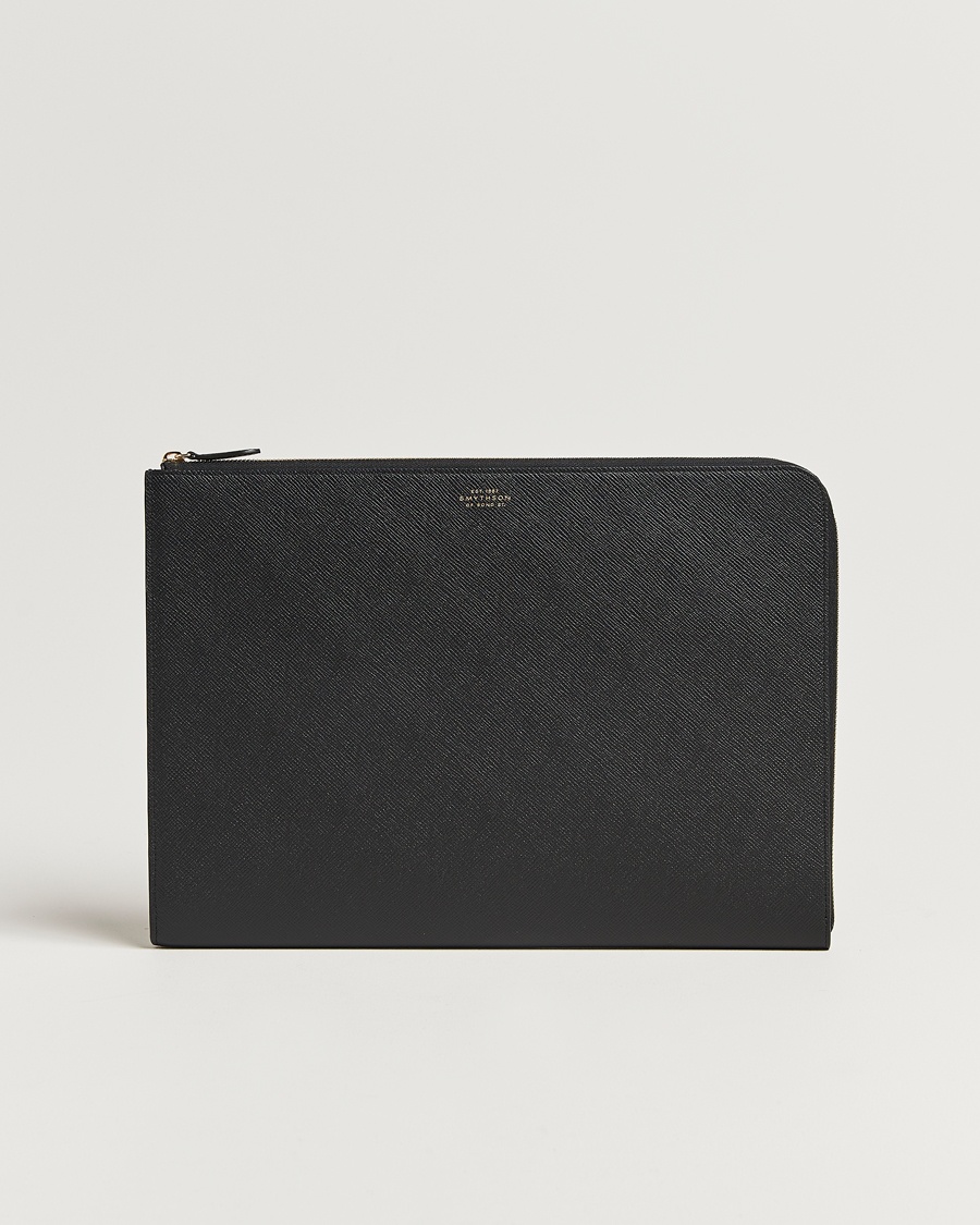 Smythson Panama Large Laptop Case Black – Sort