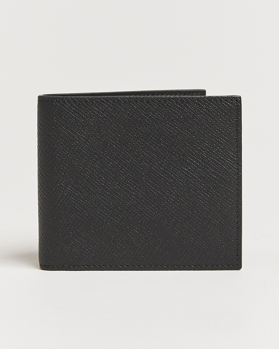 Smythson Panama 6 Card Leather Wallet Black – Sort