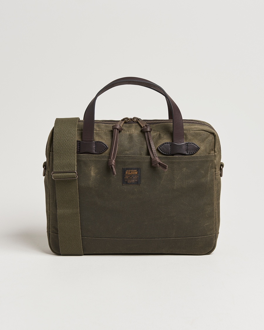 Filson Tin Cloth Compact Briefcase Otter Green – Grøn