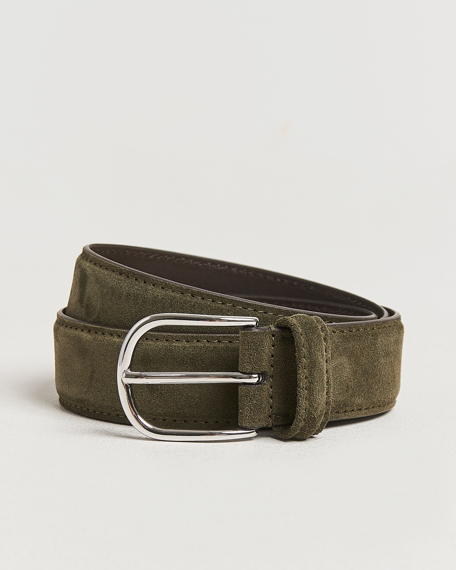 Herre | Snart på lager | Anderson's | Suede 3,5 cm Belt Green