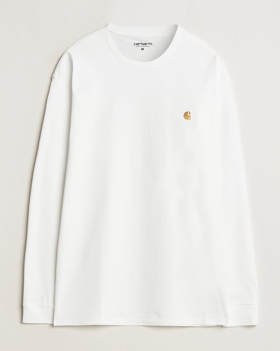 Carhartt WIP Chase Combed Cotton Long Sleeve T-Shirt White/Gold – Hvid