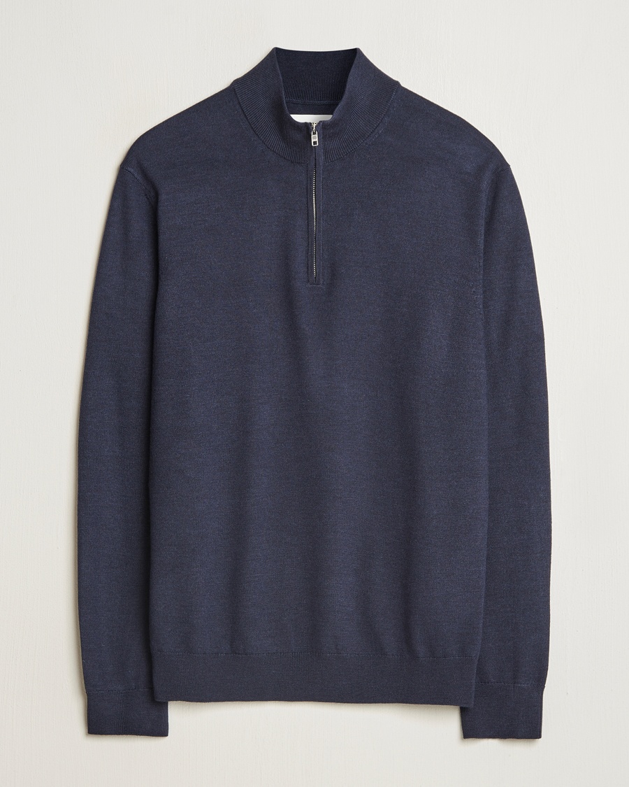 Herre | 40% udsalg | NN07 | Sergio Merino Knitted Half Zip Navy Melange