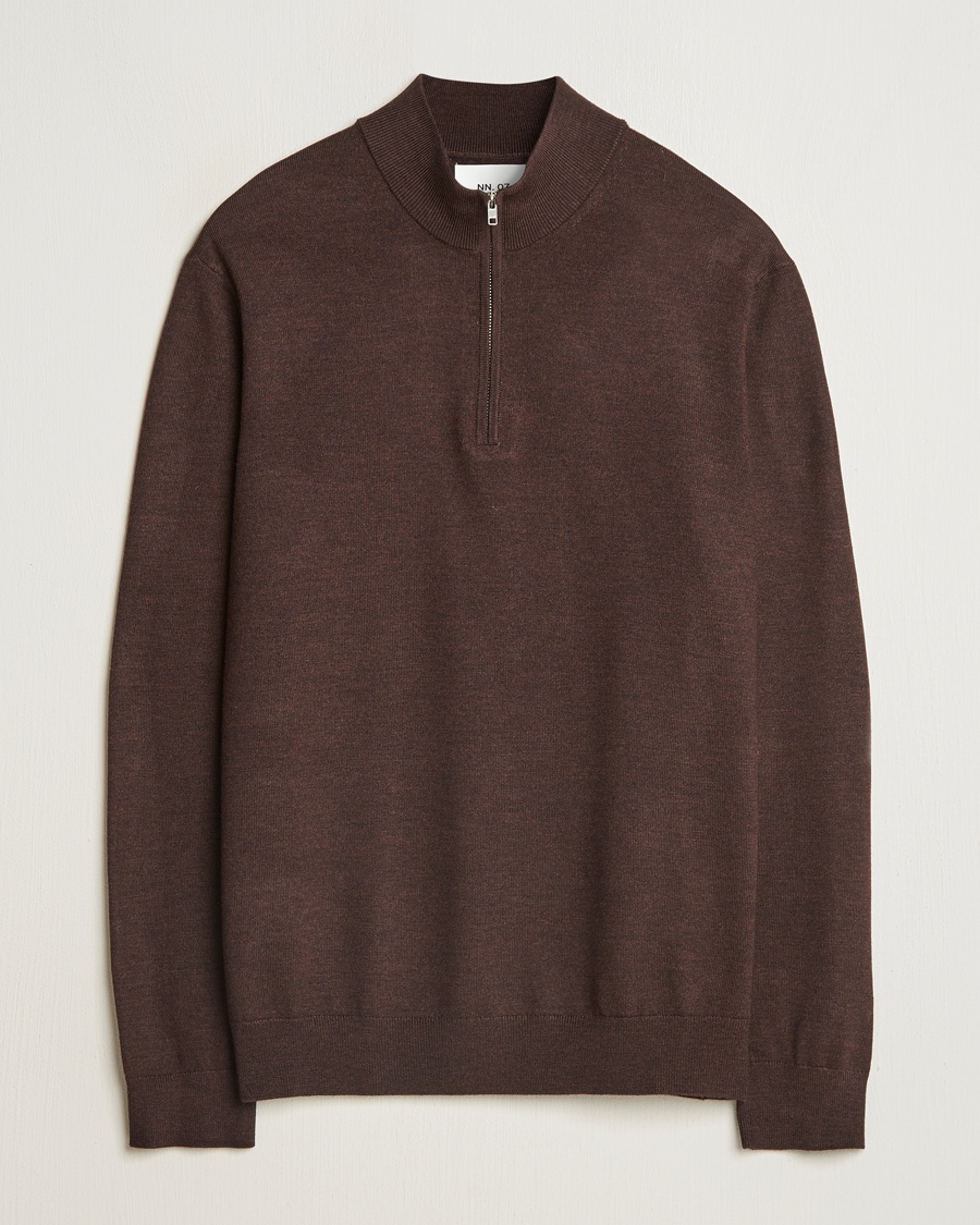 Herre | 40% udsalg | NN07 | Sergio Merino Knitted Half Zip Brown Melange