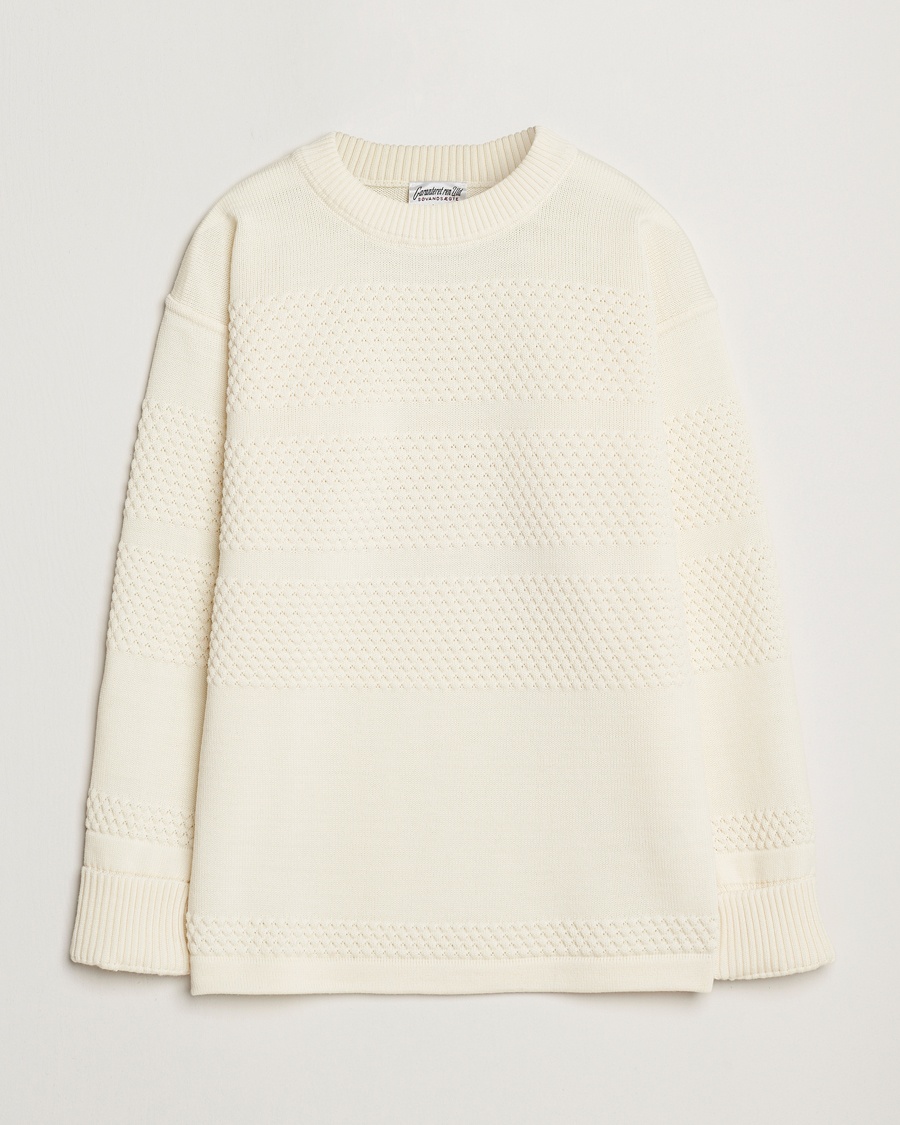 S.N.S. Herning Fisherman Wool Crew Neck Sweater Natural White – Hvid
