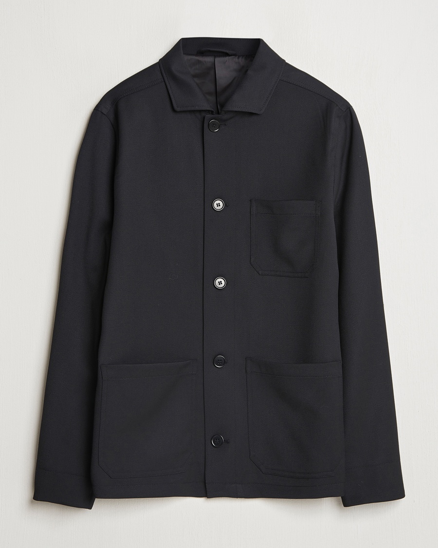 Filippa K Louis Wool Gabardine Shirt Jacket Black – Sort