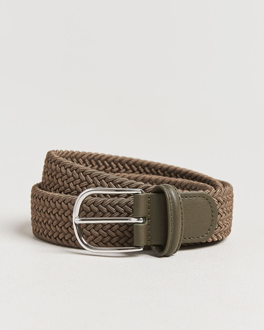 Anderson's Stretch Woven 3,5 cm Belt Khaki – Grøn
