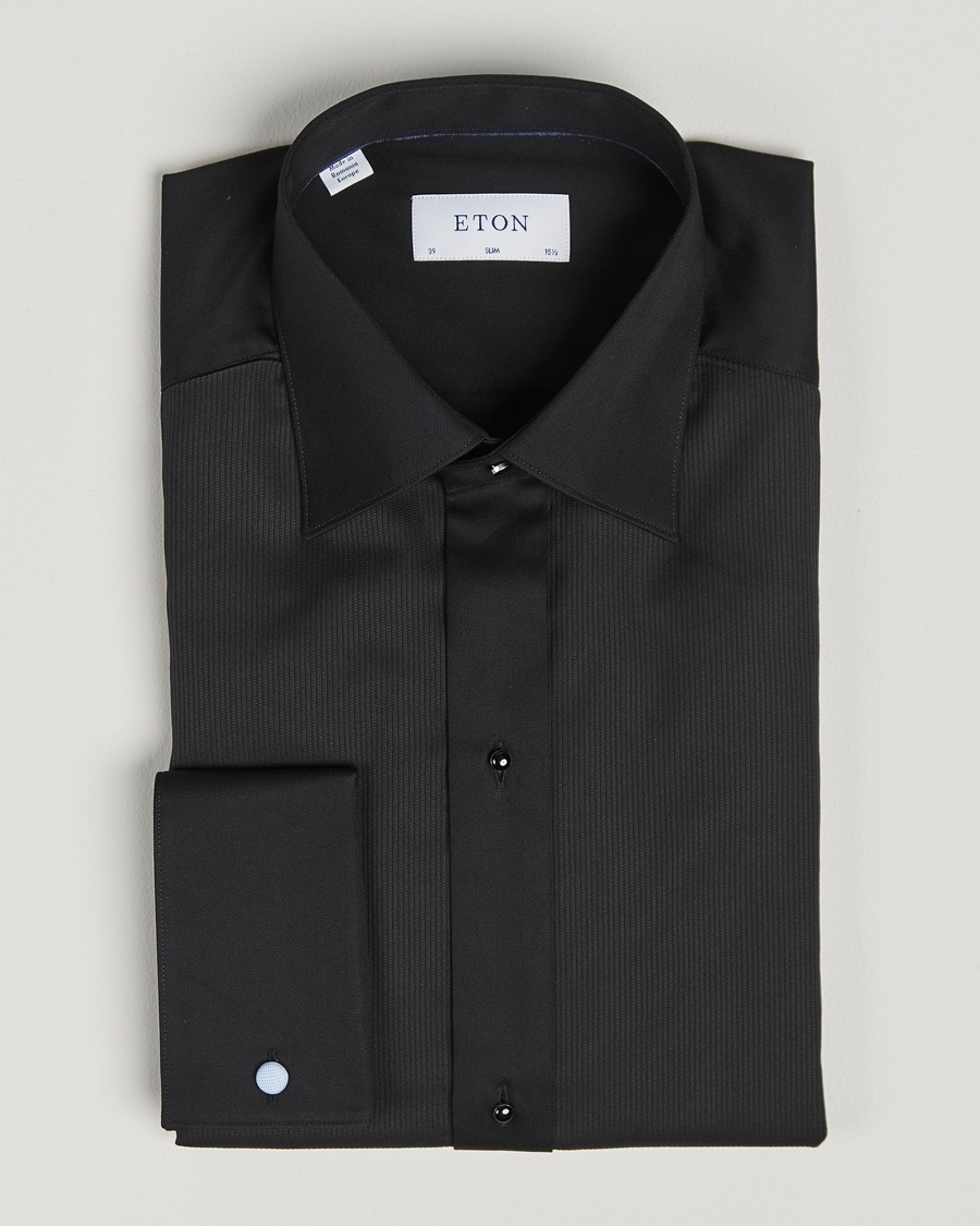 Eton Slim Fit Plissé Tuxedo Shirt Black – Sort