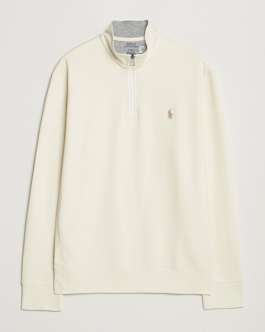Polo Ralph Lauren Double Knit Half-Zip Sweater Parchment Cream – Hvid