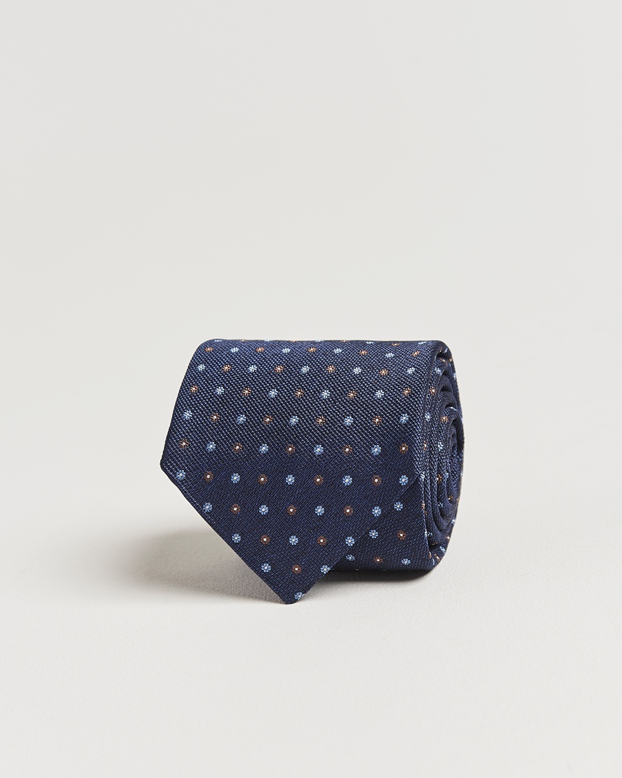 Herre | Amanda Christensen | Amanda Christensen | Silk Reps Printed Flower 8cm Tie Navy