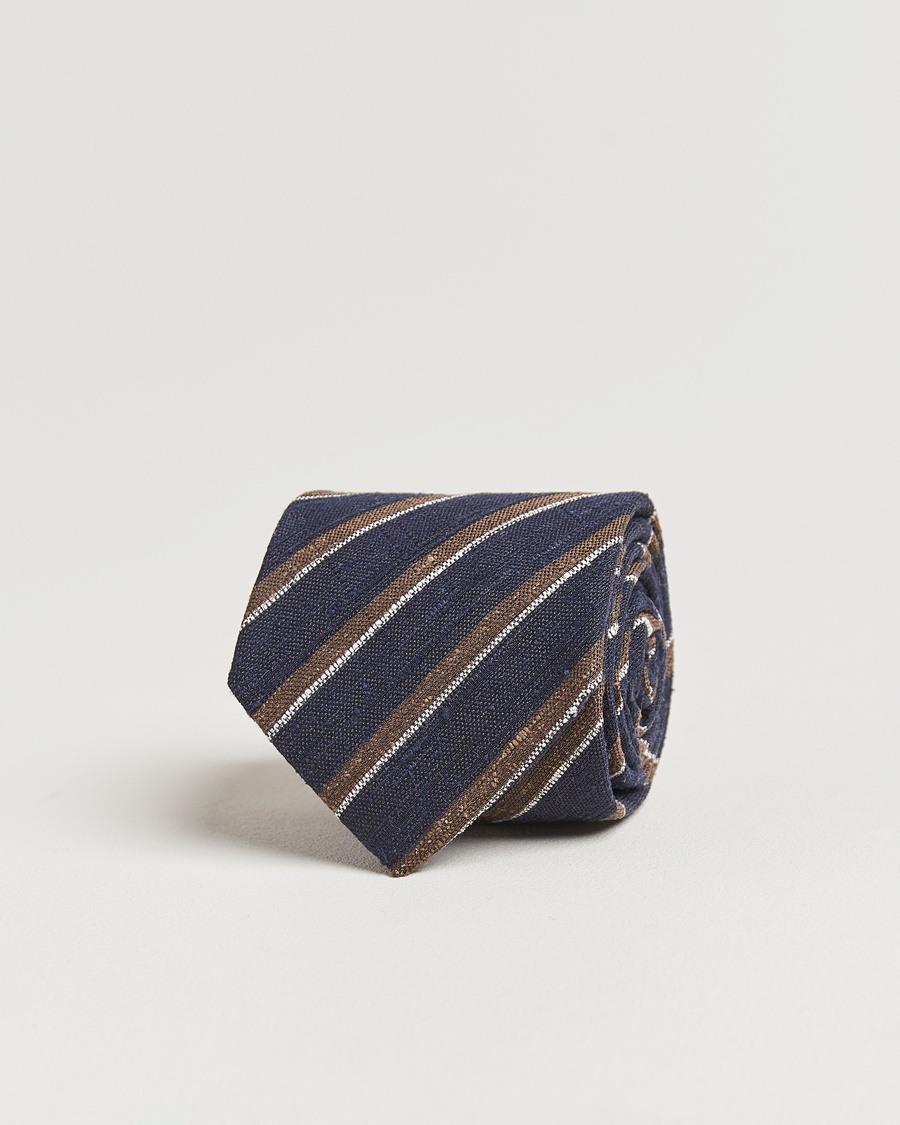 Herre | Amanda Christensen | Amanda Christensen | Silk Shantung Striped 8cm Tie Navy