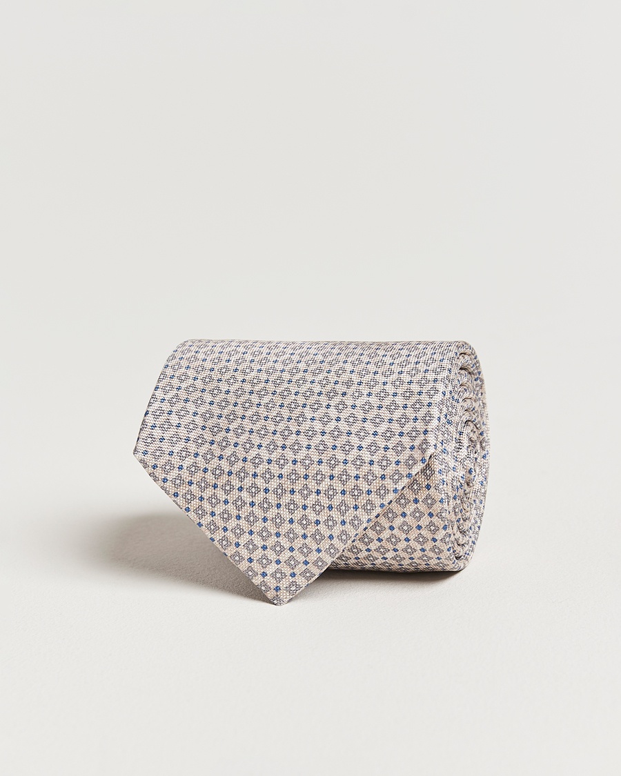 Herre | Business & Beyond - Formal | Amanda Christensen | Silk Oxford Printed Micro Flower 8cm Tie Beige