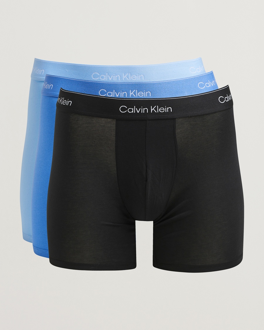 Calvin Klein 3-Pack Icon Cotton Stretch Boxer Brief Black/Blue/Light Blue – Blå