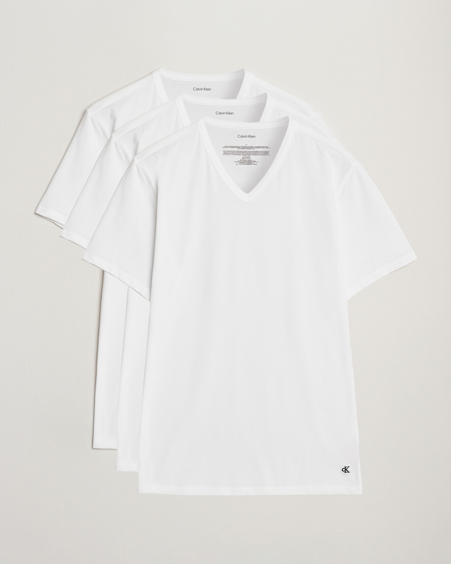 Calvin Klein 3-Pack Cotton Stretch V-Neck T-Shirt White – Hvid