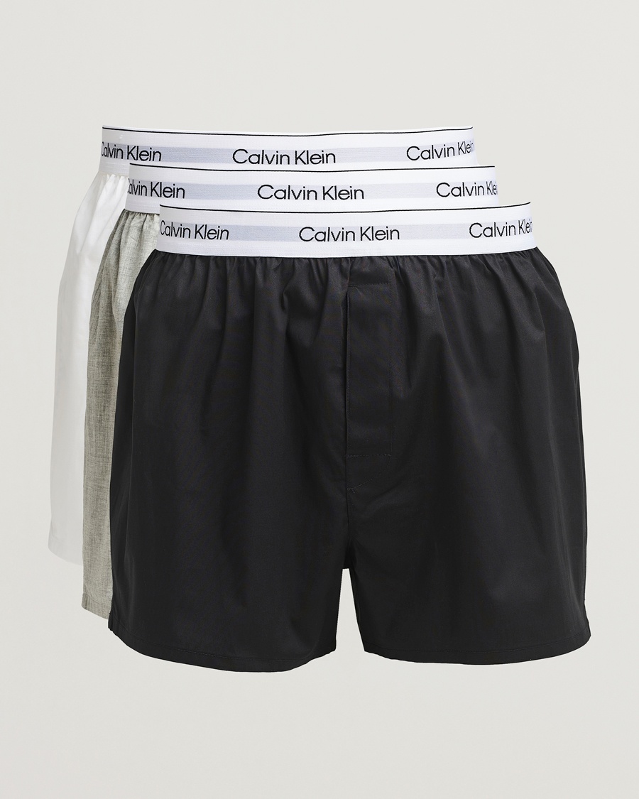 Calvin Klein 3-Pack Cotton Boxer Shorts White/Black/Grey – Flerfarvet
