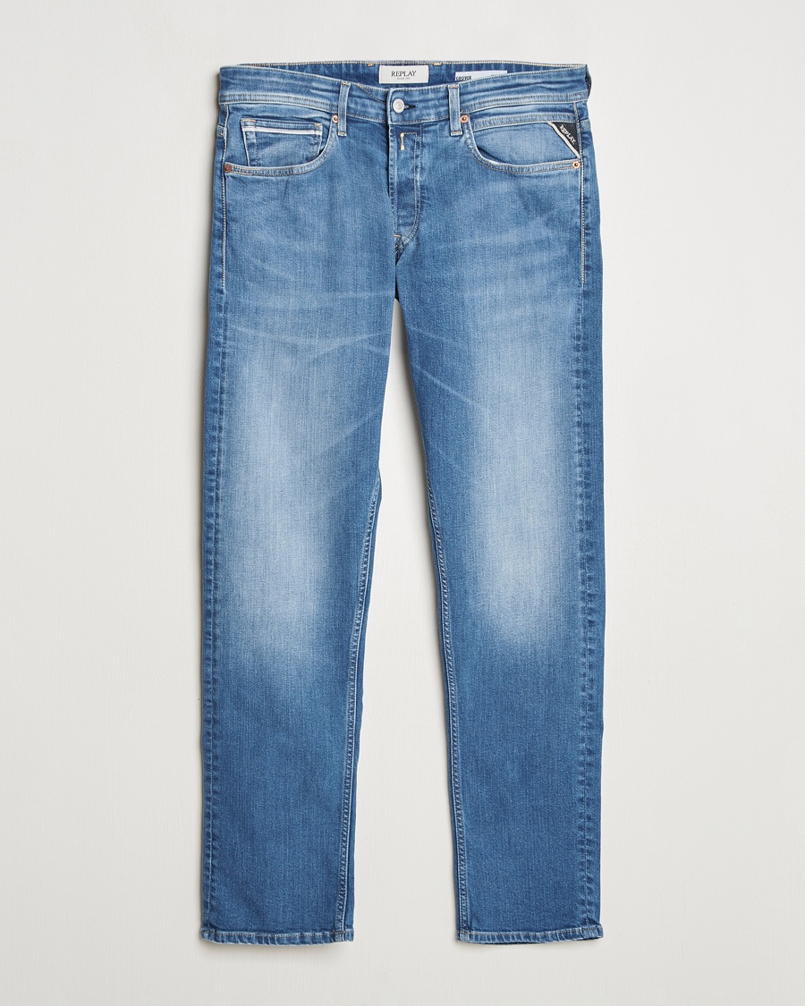 Replay Grover Straight Fit Stretch Eco Plus Jeans Medium Blue – Blå