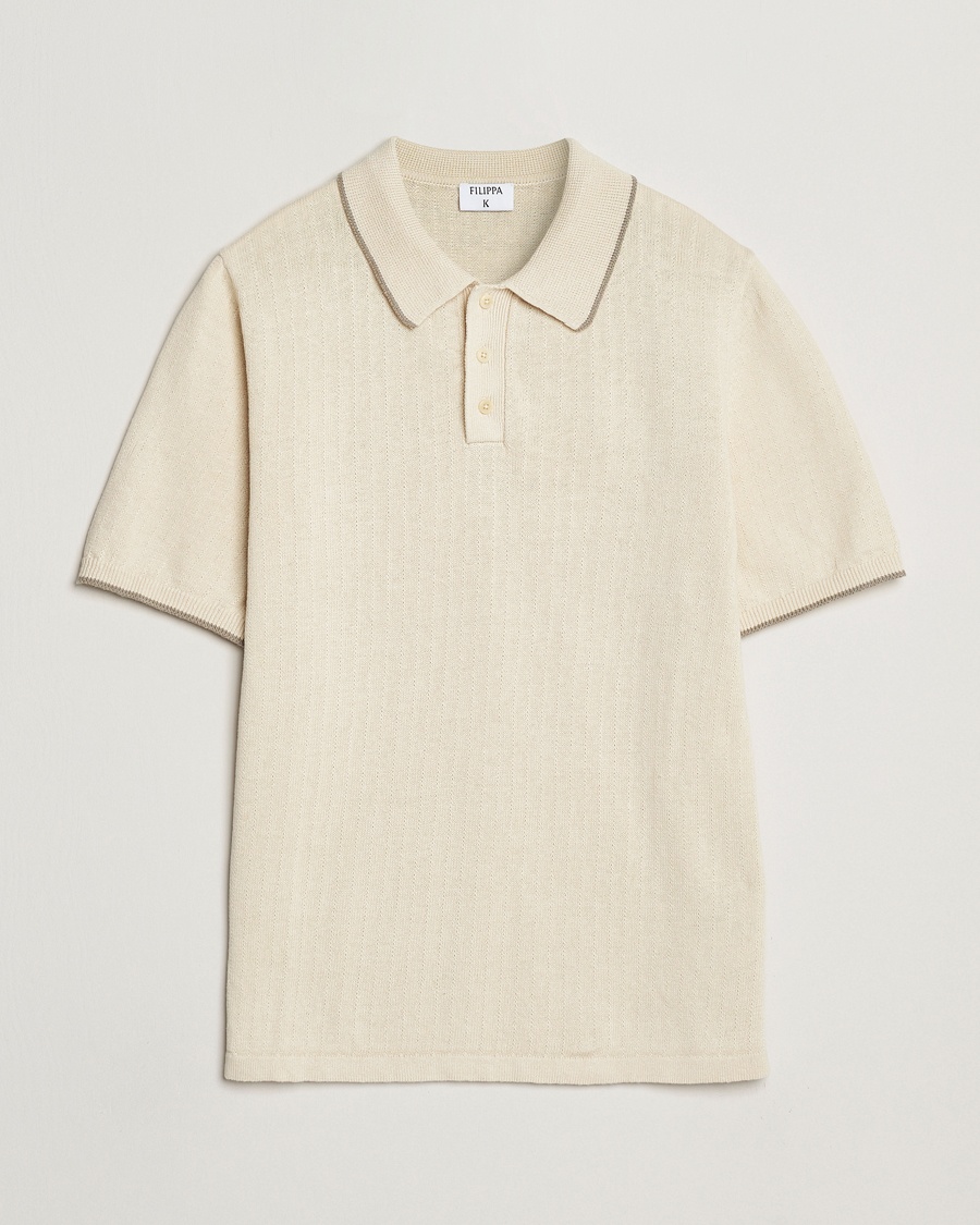 Herre | Nyheder | Filippa K | Linen Cotton Knitted Polo Cream White