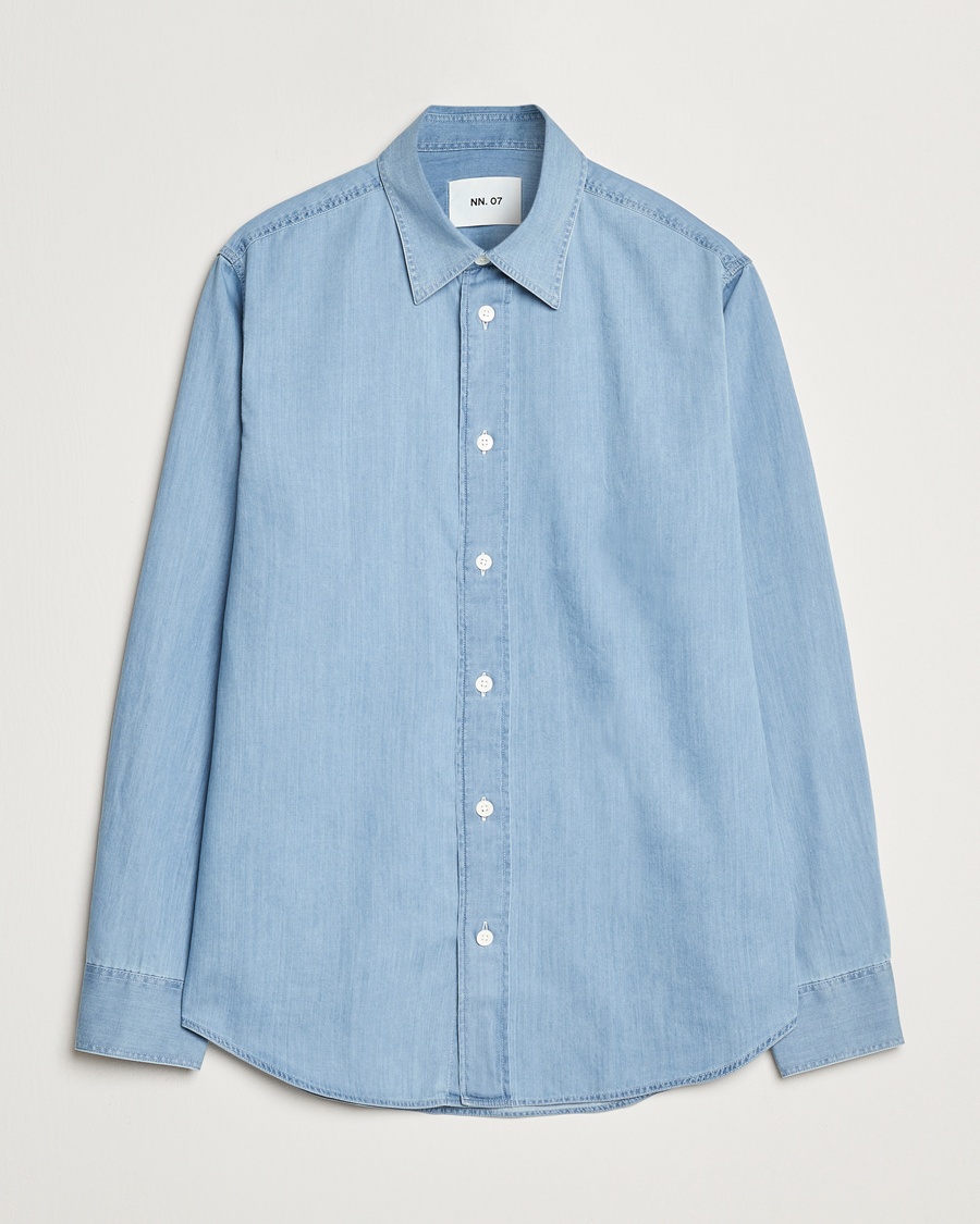 NN07 Colby Denim Shirt Bleached Indigo – Blå