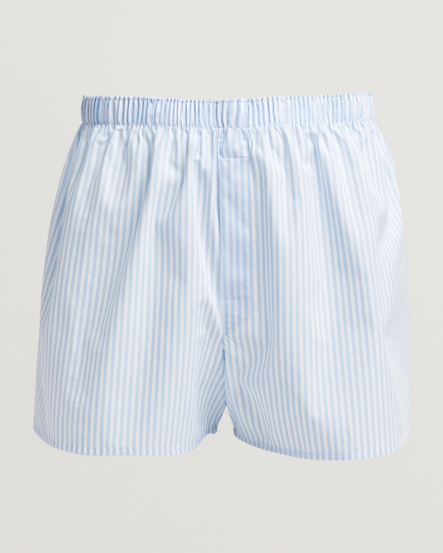 Sunspel Classic Woven Cotton Boxer Shorts Light Blue – Blå