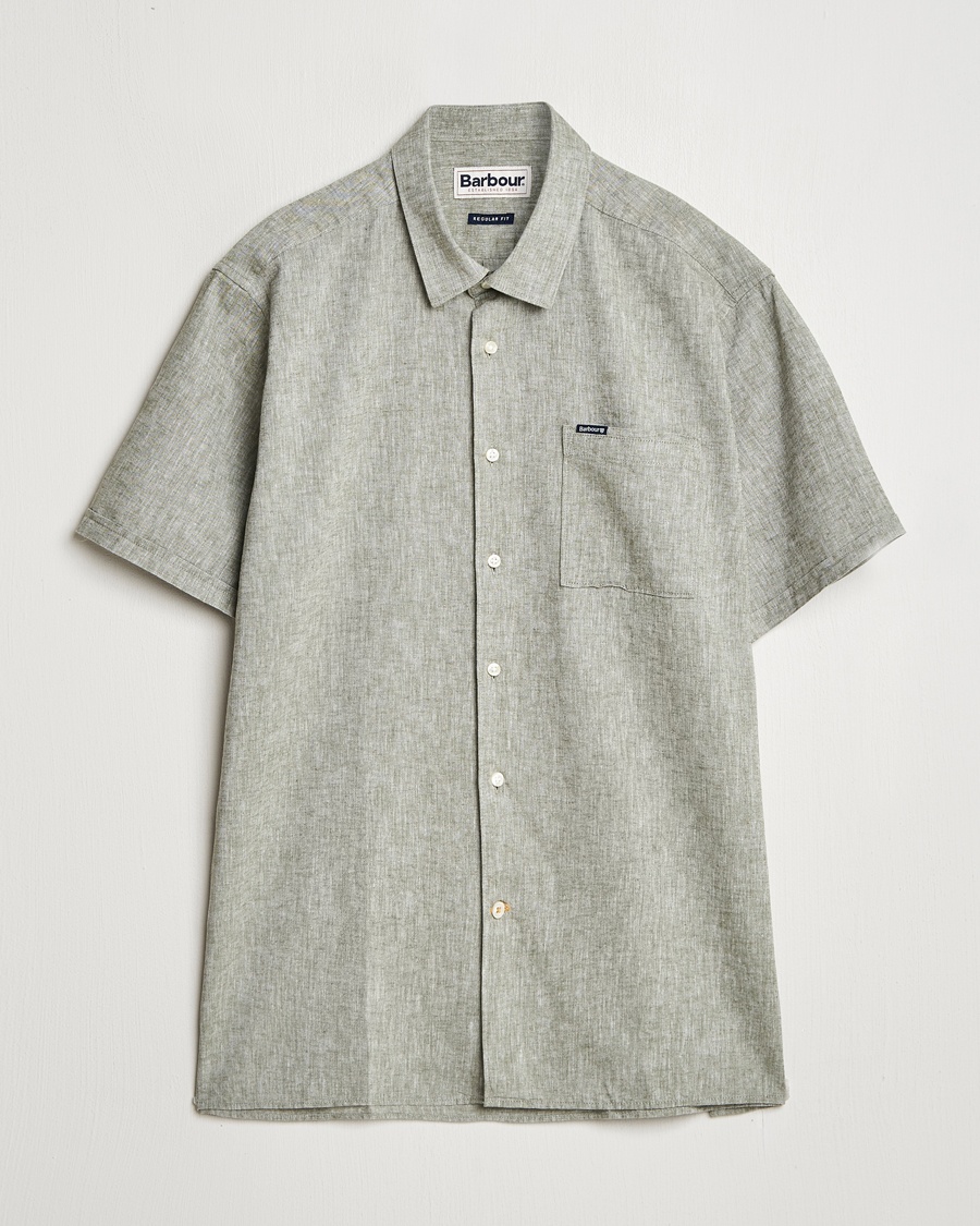 Barbour Lifestyle Nelson Short Sleeve Linen/Cotton Shirt Bleached Olive – Grøn