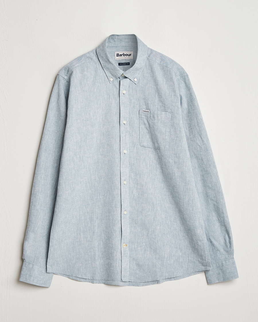 Barbour Lifestyle Nelson Linen/Cotton Shirt Lead – Blå
