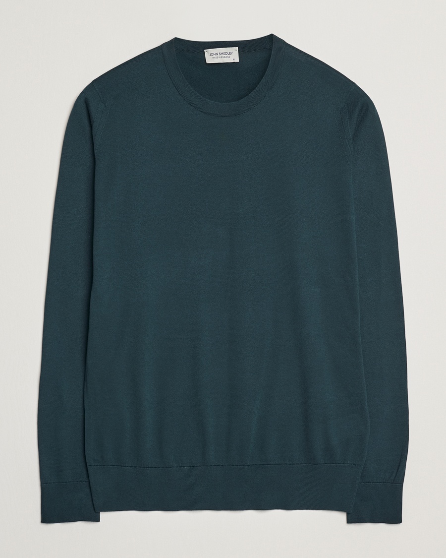 Herre | | John Smedley | Rowland Sea Island Crew Neck Pullover Rain Forest