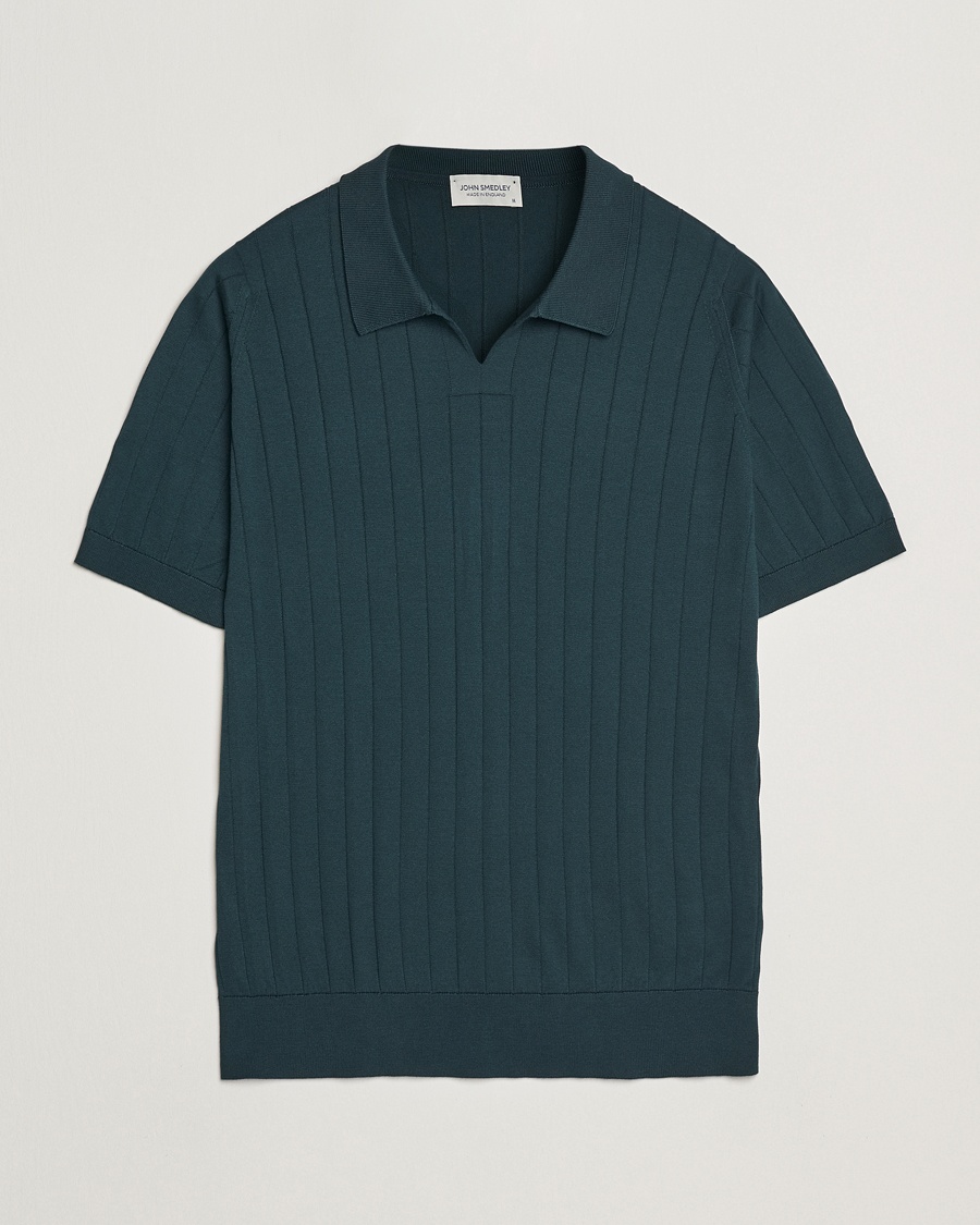 Herre | | John Smedley | Roper Open Collar Sea Island Polo Rain Forest