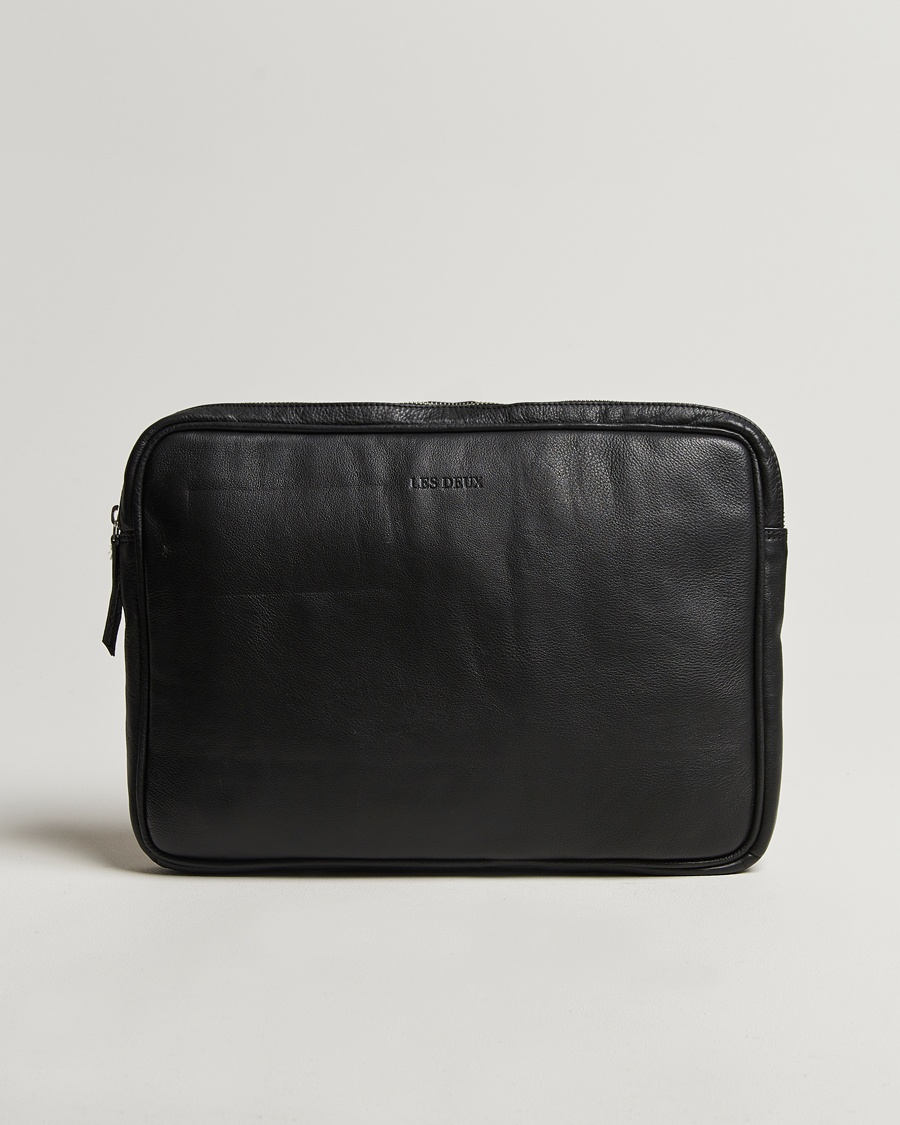 LES DEUX Leather Laptop Sleeve Black – Sort