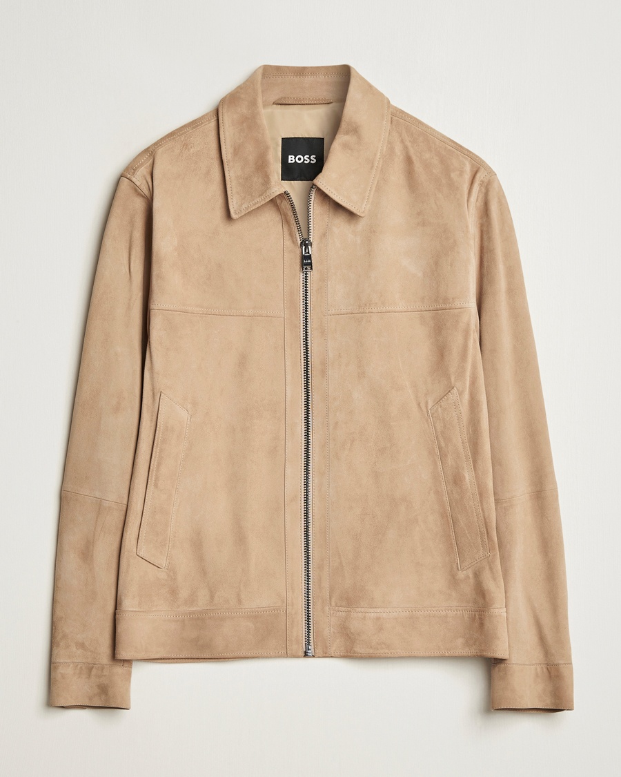 Herre |  | BOSS BLACK | Malbano Suede Jacket Light Beige