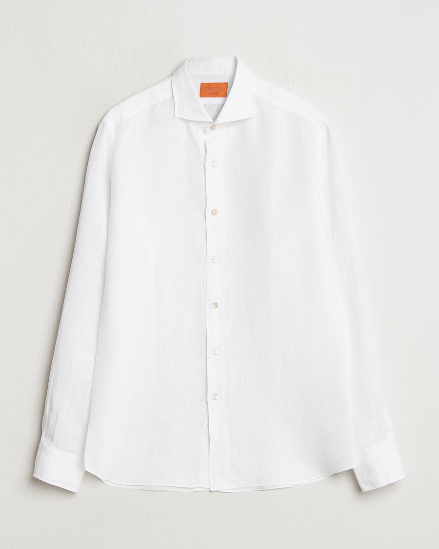Herre | Nyheder | Grigio | Linen Casual Shirt White
