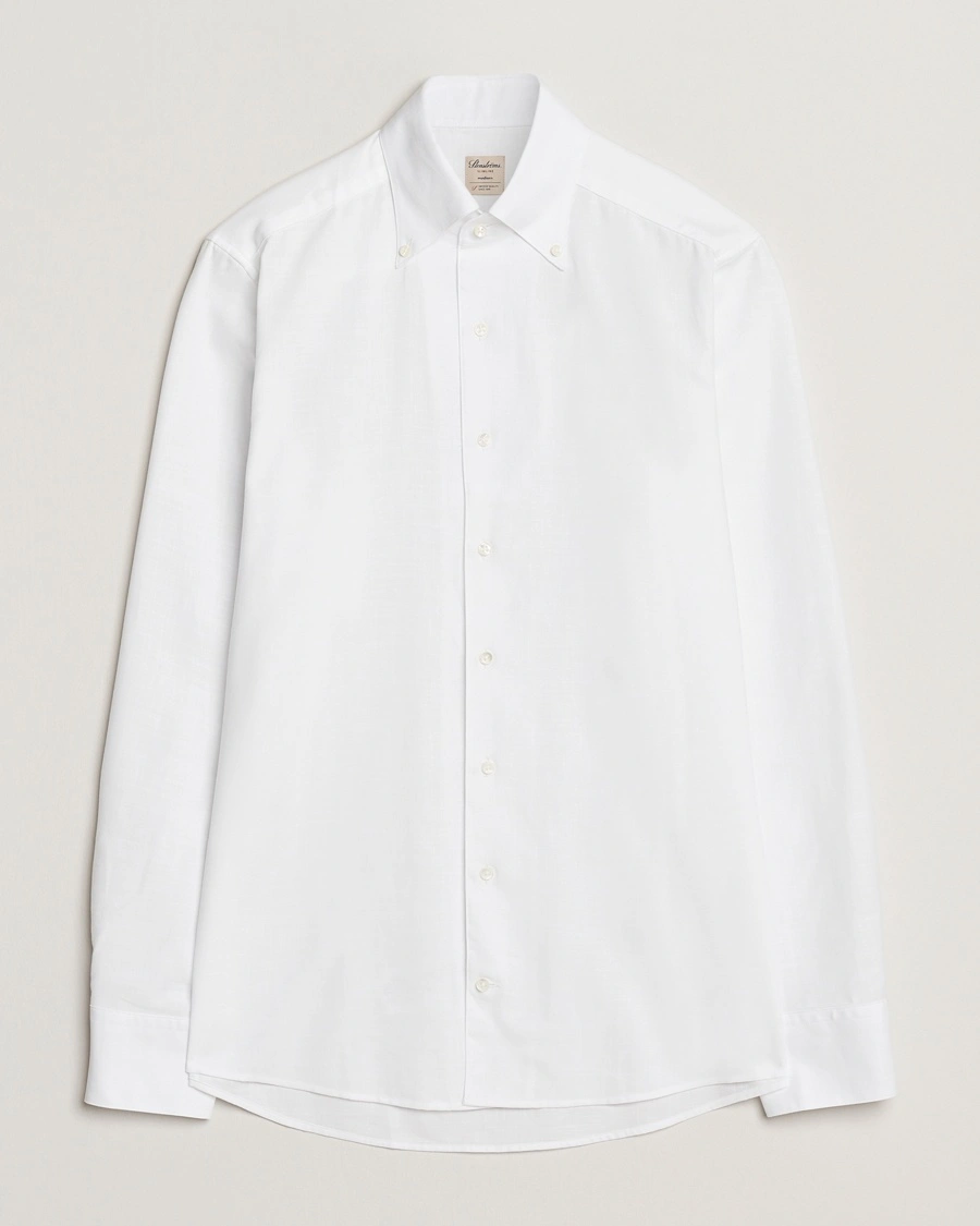 Herre |  | Stenströms | Soft Cotton One Piece Button Down Shirt White
