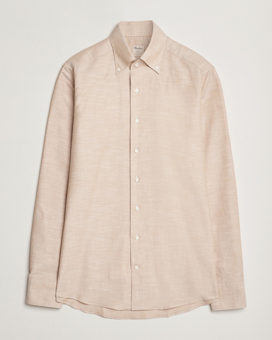 Herre |  | Stenströms | Soft Cotton One Piece Button Down Shirt Beige