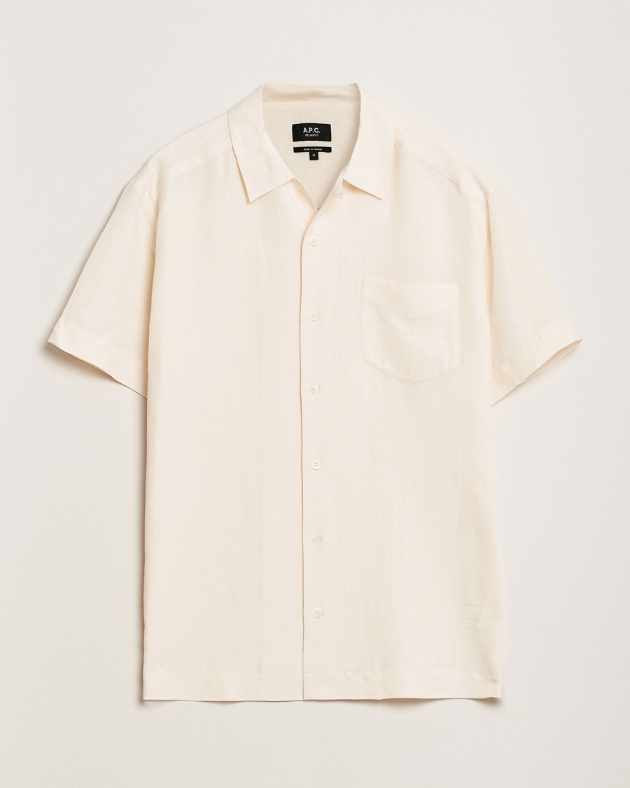 Herre | Kortærmede skjorter | A.P.C. | Roy Woven Short Sleeve Shirt Ecru