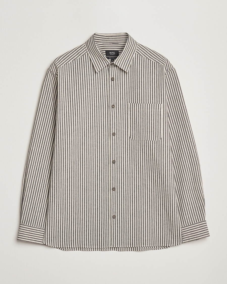 Herre | Forårsjakker | A.P.C. | Rustic Cotton Striped Overshirt Black/White