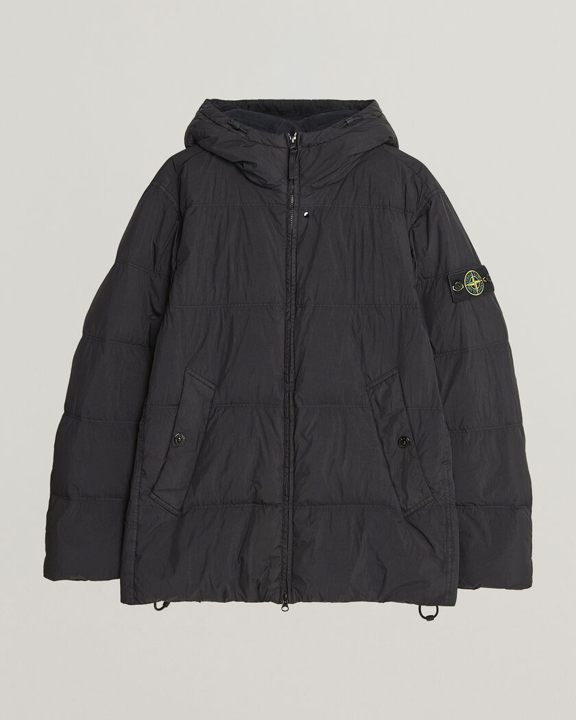 Stone Island Crinkle Reps Padded Hood Down Jacket Black – Sort