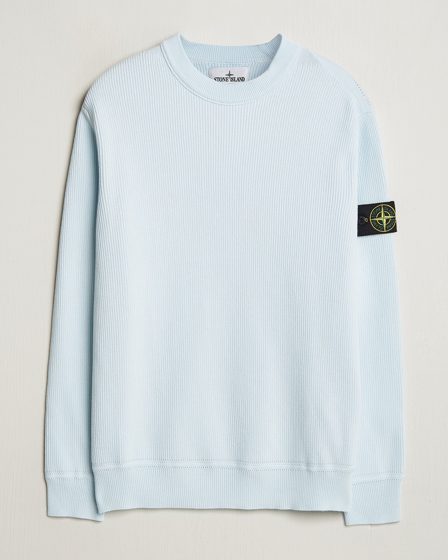 Herre | | Stone Island | Ribbed Soft Organic Cotton Crewneck Sky Blue