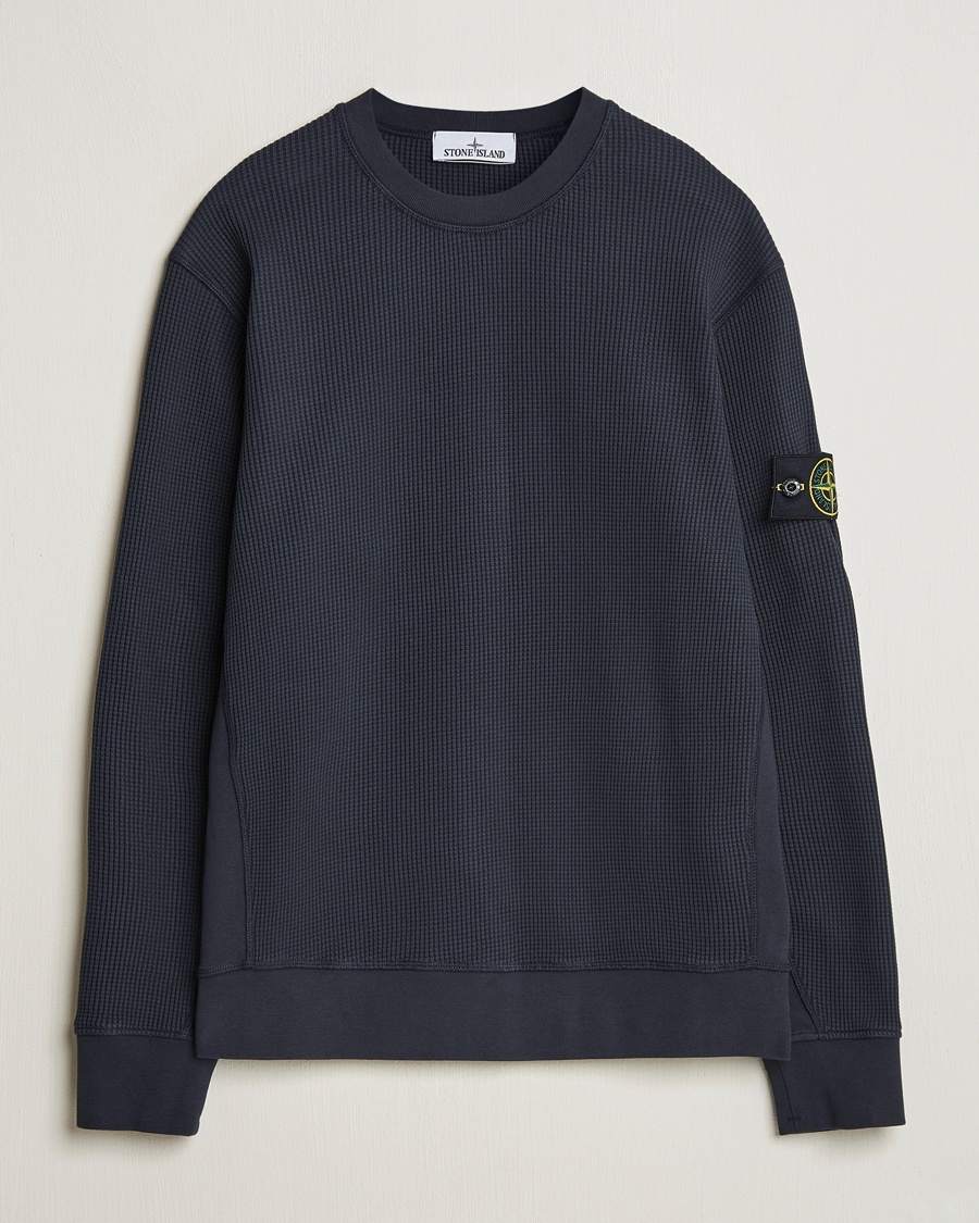 Herre | | Stone Island | Organic Cotton Waffle Fleece Sweatshirt Navy Blue