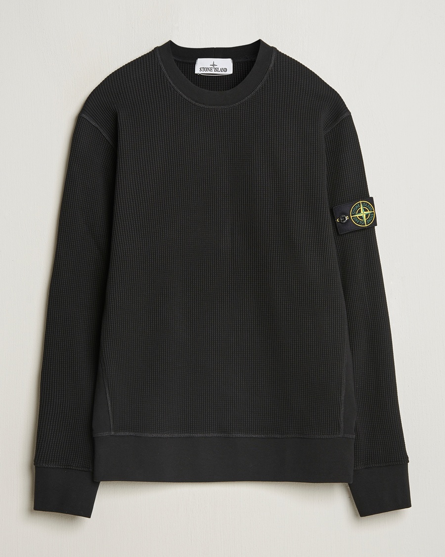 Herre | | Stone Island | Organic Cotton Waffle Fleece Sweatshirt Black