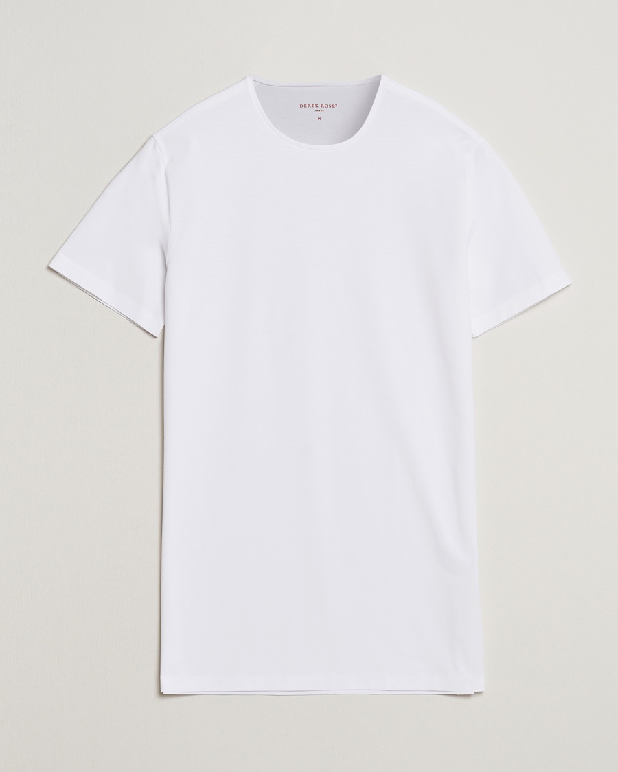 Derek Rose Pima Cotton Crew Neck T-Shirt White – Hvid