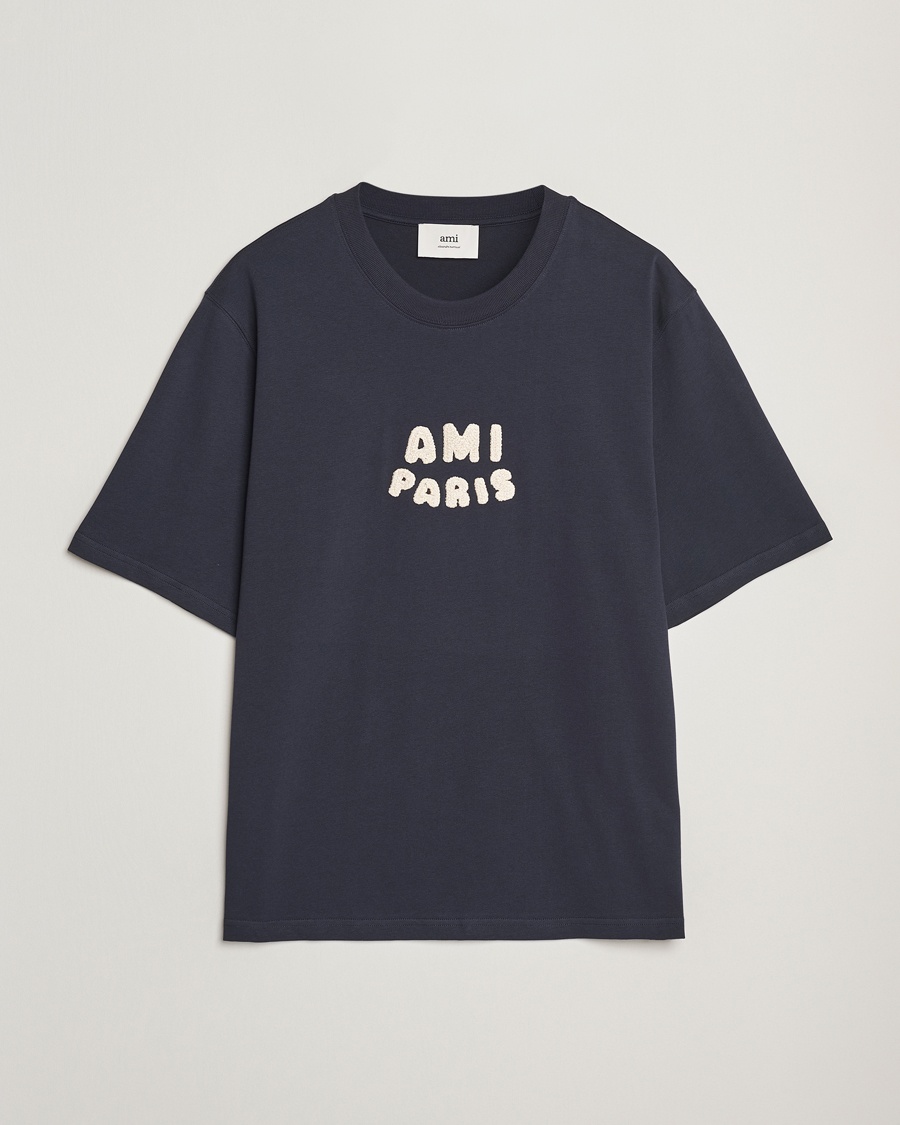 Herre | | AMI | Paris Logo T-Shirt Navy Blue
